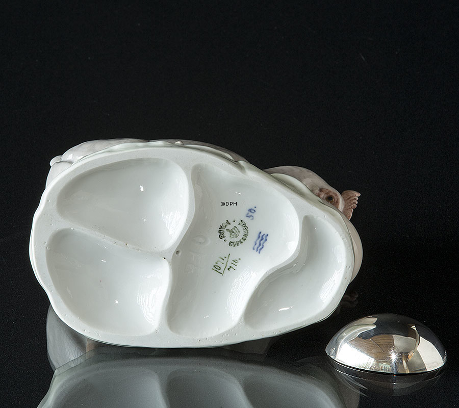 Henne mit Silberei, Royal Copenhagen Figur Nr. 1071-710 - (Sehr selten)