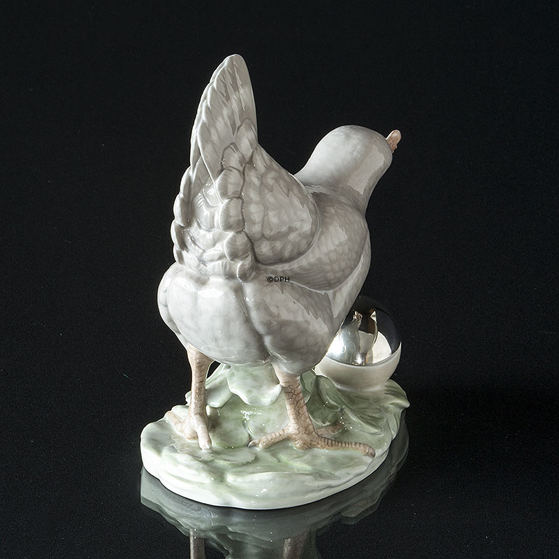 Henne mit Silberei, Royal Copenhagen Figur Nr. 1071-710 - (Sehr selten)