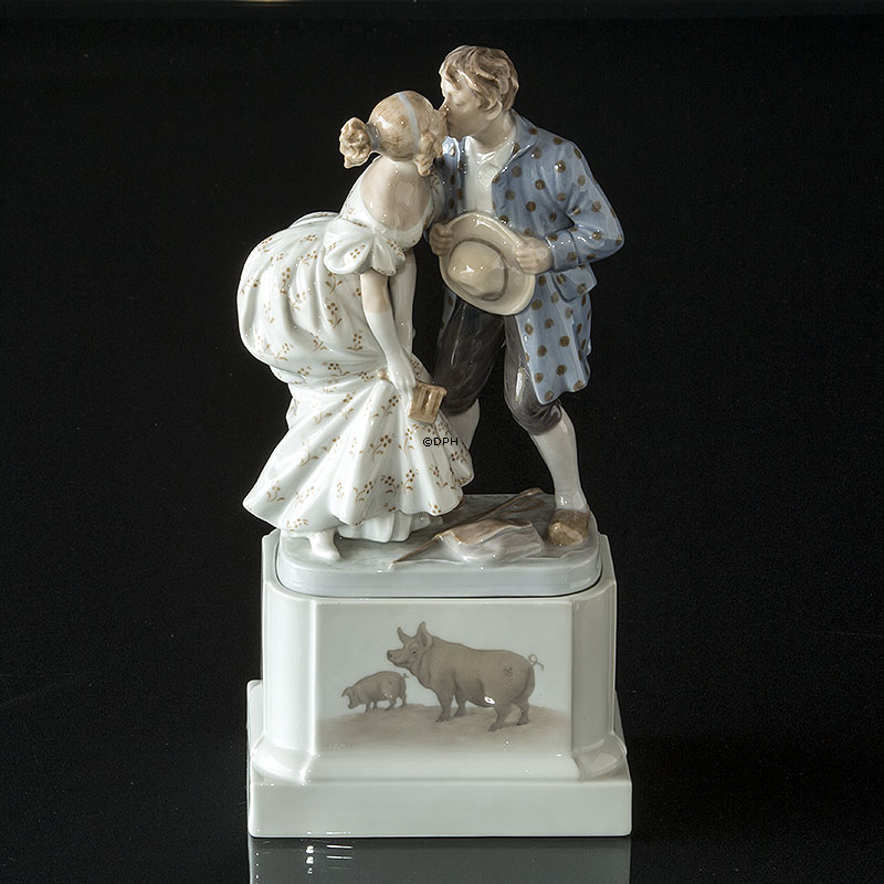 Die Prinzessin und der Schweinehirt mit Postament, Royal Copenhagen Figur Nr. 1114 (Unica - unterzeichnet Privat)