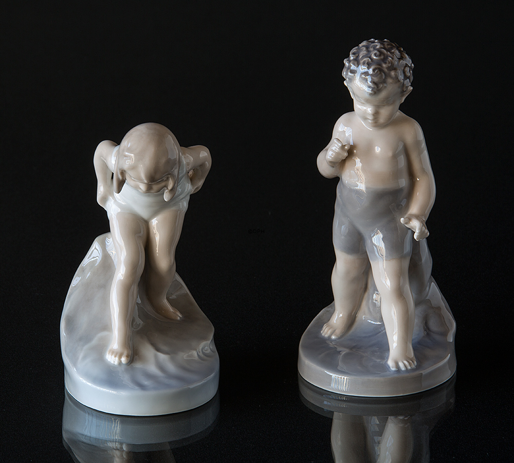 Badendes Mädchen, Das Wasser ist so kalt, Royal Copenhagen Figur Nr. 1229