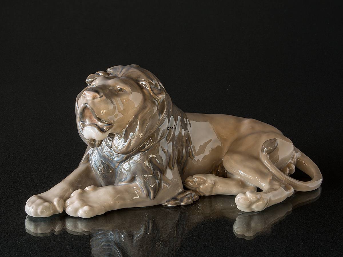 Löwenfigur, majestätisch, Royal Copenhagen Figur, Lauritz Jensen Nr. 1268