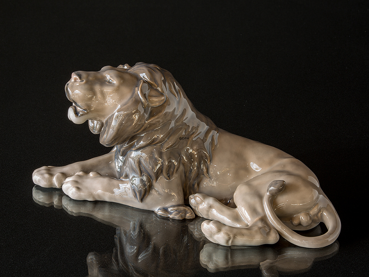 Löwenfigur, majestätisch, Royal Copenhagen Figur, Lauritz Jensen Nr. 1268