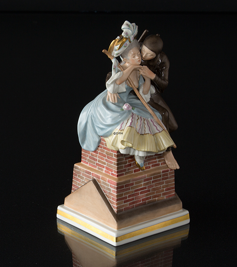 Die Hürtin und der Schornsteinfeger, Royal Copenhagen Überglasur Figur Nr. 1276