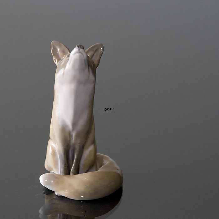 Fuchs blickt ehrfürchtig auf, 14,5cm, Royal Copenhagen Figur Nr. 1475