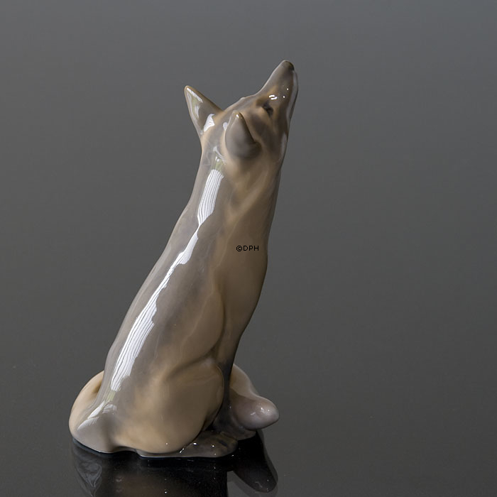 Fuchs blickt ehrfürchtig auf, 14,5cm, Royal Copenhagen Figur Nr. 1475