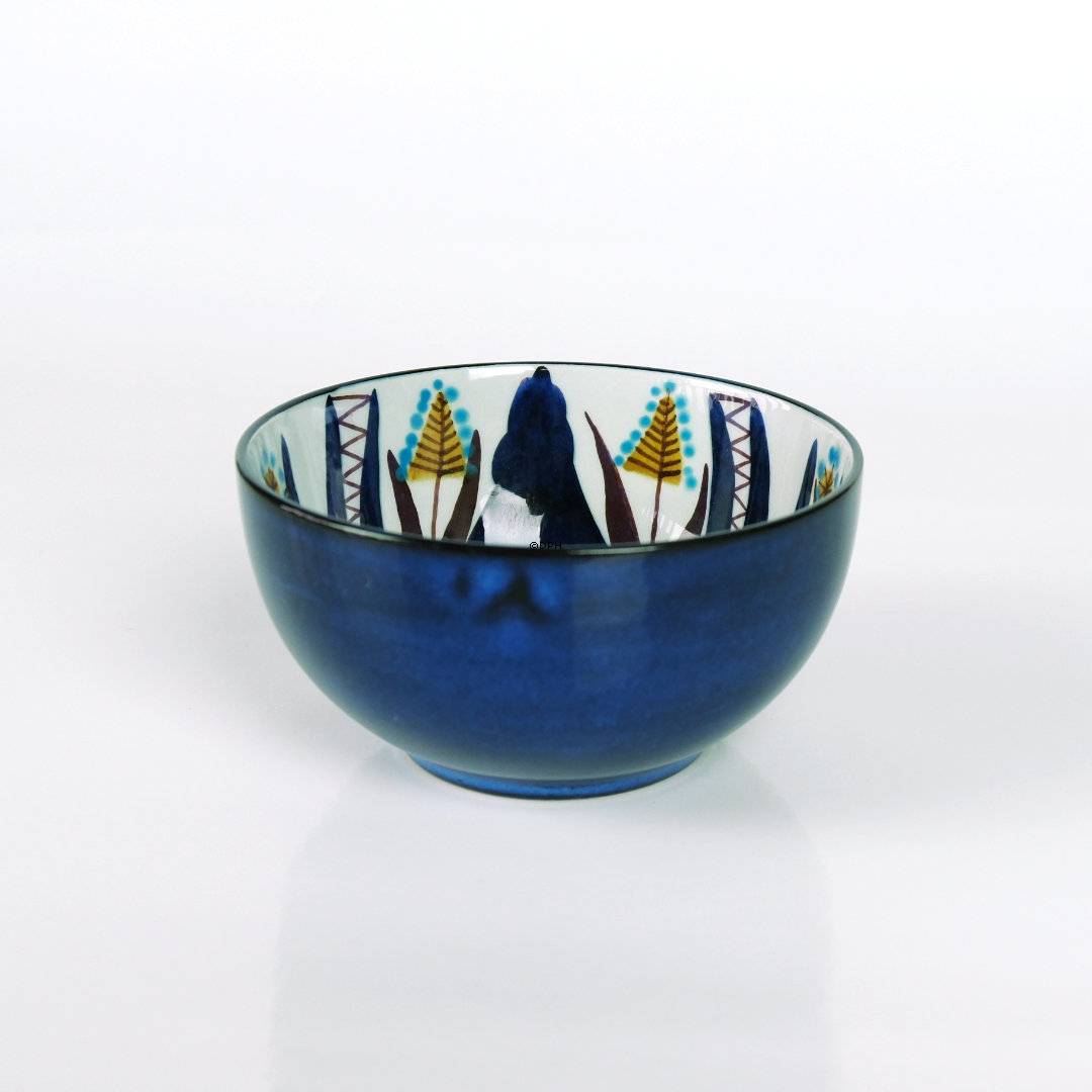 Blaue Fayenceschale signiert MJ, Royal Copenhagen Nr. 151-2196