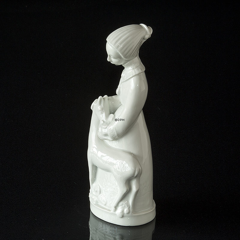 Mädchen mit Hirsch Nr. 1531, Royal Copenhagen Figur (signiert Gunhil Gunnersson 1972)