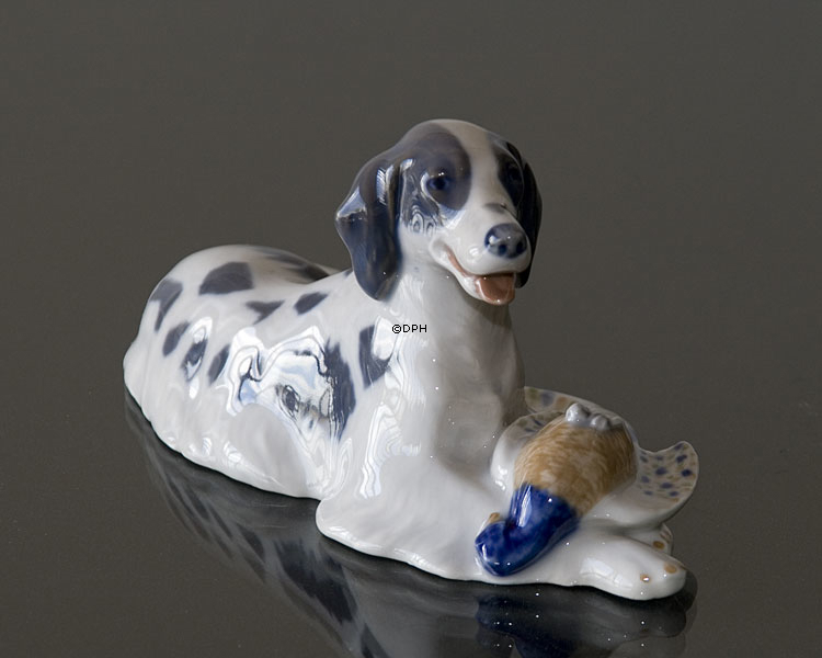 Setter hat einen Fasan apportiert, Royal Copenhagen Hund Figur zugeteilt Nr. 1533