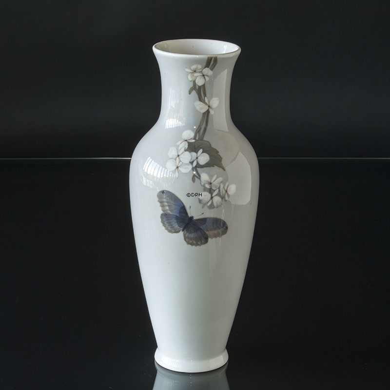 Royal Copenhagen Jugendstil Vase Schmetterlinge, (1894-1922) Nr. 1584-12 Unica
