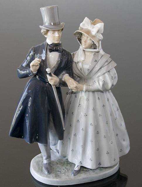 Ein Abend in Tivoli mit einem jungen Paar, Royal Copenhagen Figur Nr. 1593