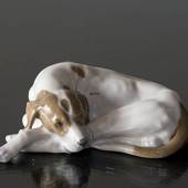 Pointer liegt und schaut sehnsüchtig, Royal Copenhagen Hund Figur