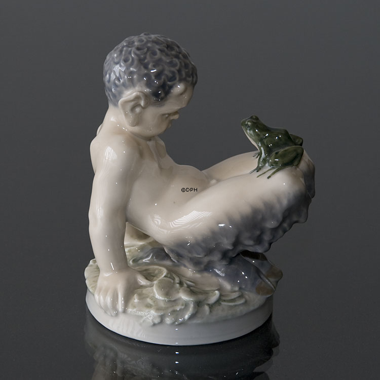 Satyr ( Pan) mit Frosch, Royal Copenhagen Figur Nr. 1713