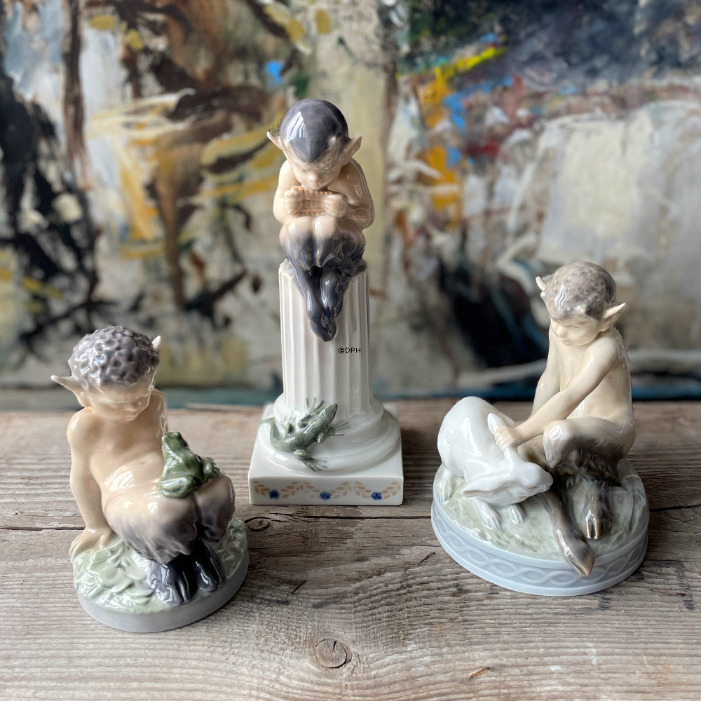 Satyr ( Pan) mit Frosch, Royal Copenhagen Figur Nr. 1713