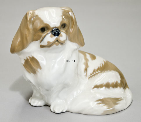 Pekingese Hund, der sich hinsetzt, Royal Copenhagen Hund Figur Nr. 1772