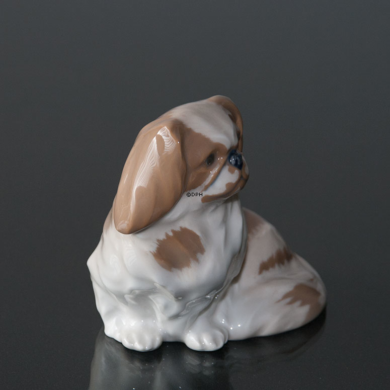 Pekingese Hund, der sich hinsetzt, Royal Copenhagen Hund Figur Nr. 1772