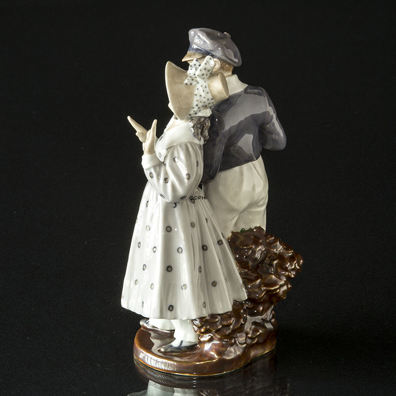 Hans & Trine, Junge und Mädchen, Royal Copenhagen Figur Nr. 1783 Braunem Sockel (1894-1922)