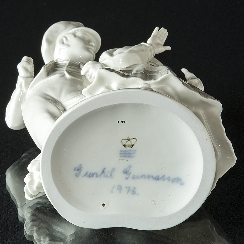 Hans & Trine, Junge und Mädchen, Royal Copenhagen Figur Nr. 1783 (UNICA Weiß - Signiert Gunhil Gunnersson 1978)