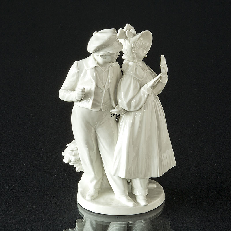 Hans & Trine, Junge und Mädchen, Royal Copenhagen Figur Nr. 1783 (UNICA Weiß - Signiert Gunhil Gunnersson 1978)