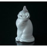Katze Steinzeug Weiß mit Braunen Augen, Royal Copenhagen Figur Nr. 1803