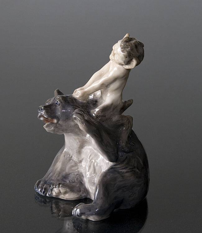 Satyr mit Bär, Royal Copenhagen Figur Nr. 1804