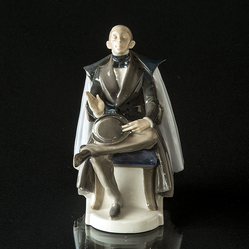 Hans Chr. Andersen Figur, sitzend mit Hut Royal Copenhagen Figur Nr. 1848 (1894-1922)
