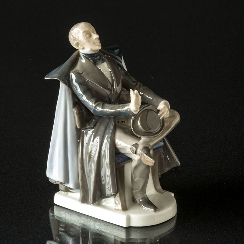 Hans Chr. Andersen Figur, sitzend mit Hut Royal Copenhagen Figur Nr. 1848 (1894-1922)