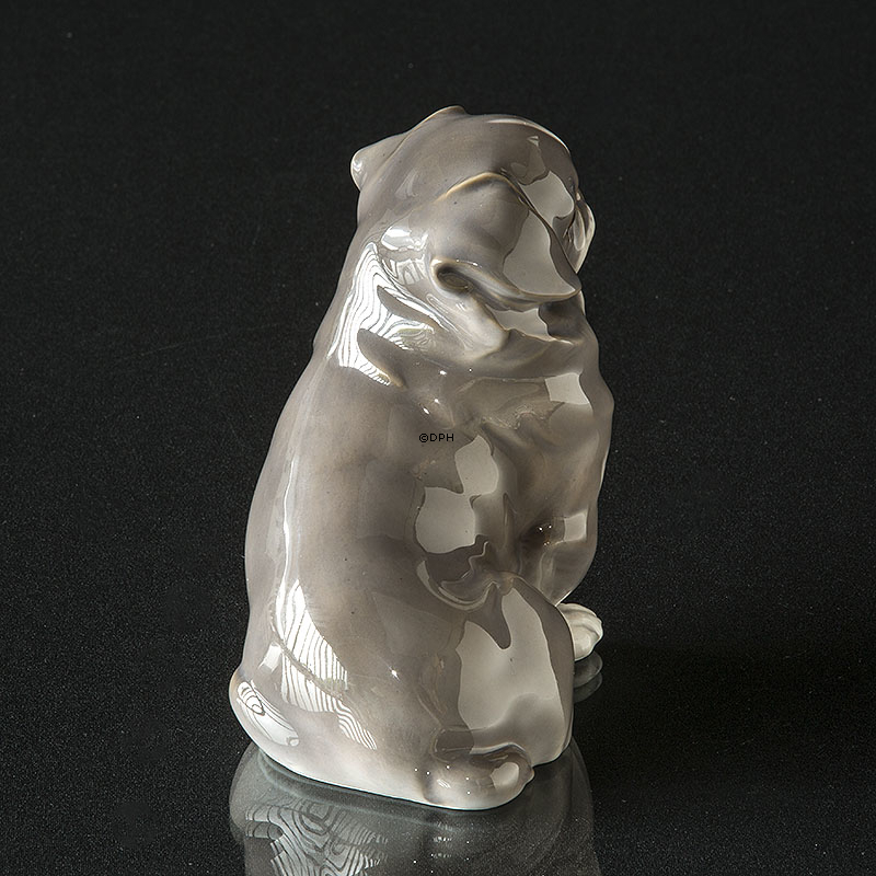 Pekinese, schwarz / grau und weiß Royal Copenhagen Hundefigur Nr. 1860 (1922-1930)
