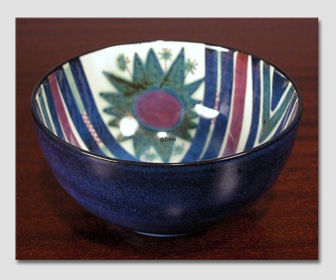 Blaue Fayenceschale signiert MJ, Royal Copenhagen Nr. 187-2196