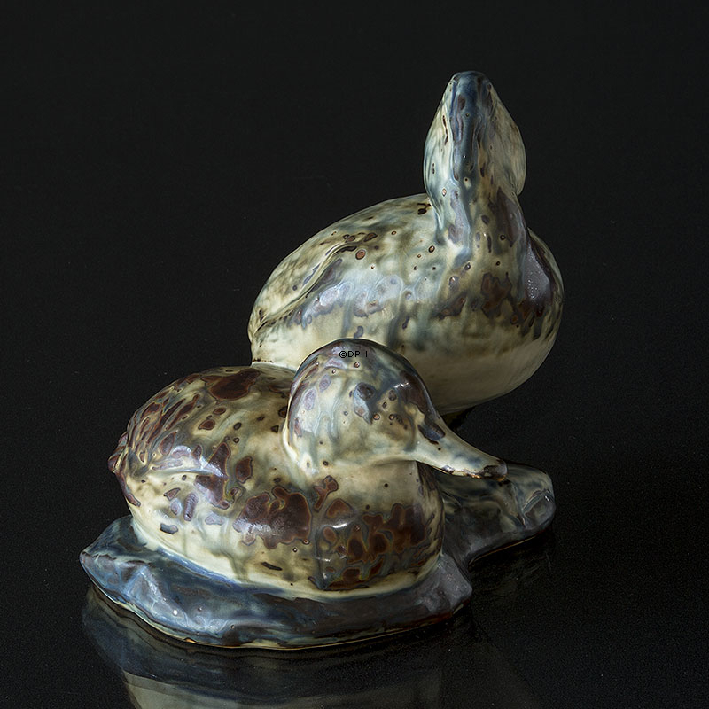 Paar Enten, Royal Copenhagen Steingutfigur Nr. 20004 lys