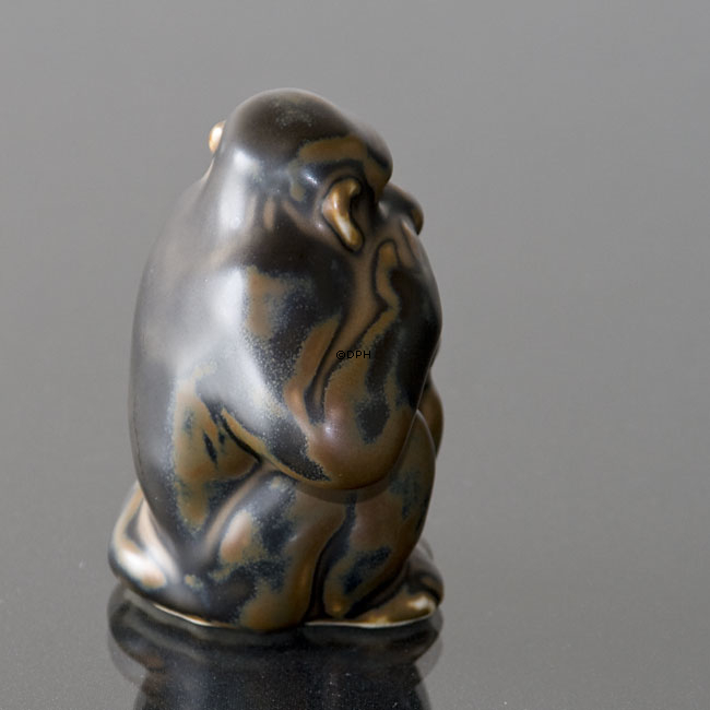 Affe der Denker, 8,5cm, Royal Copenhagen Steingutfigur Nr. 20187