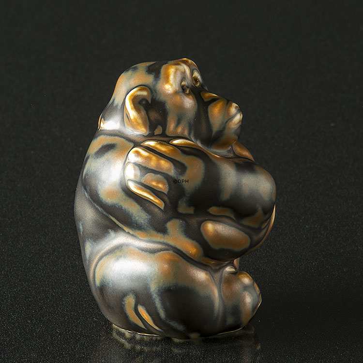 Affe, sitzend, 8,5cm, Royal Copenhagen Steinzeugfigur Nr. 20188