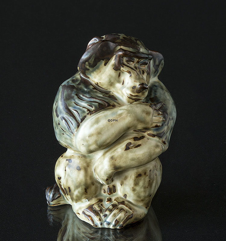 Affe sitzt, Royal Copenhagen Steinzeug Figur Nr. 20216