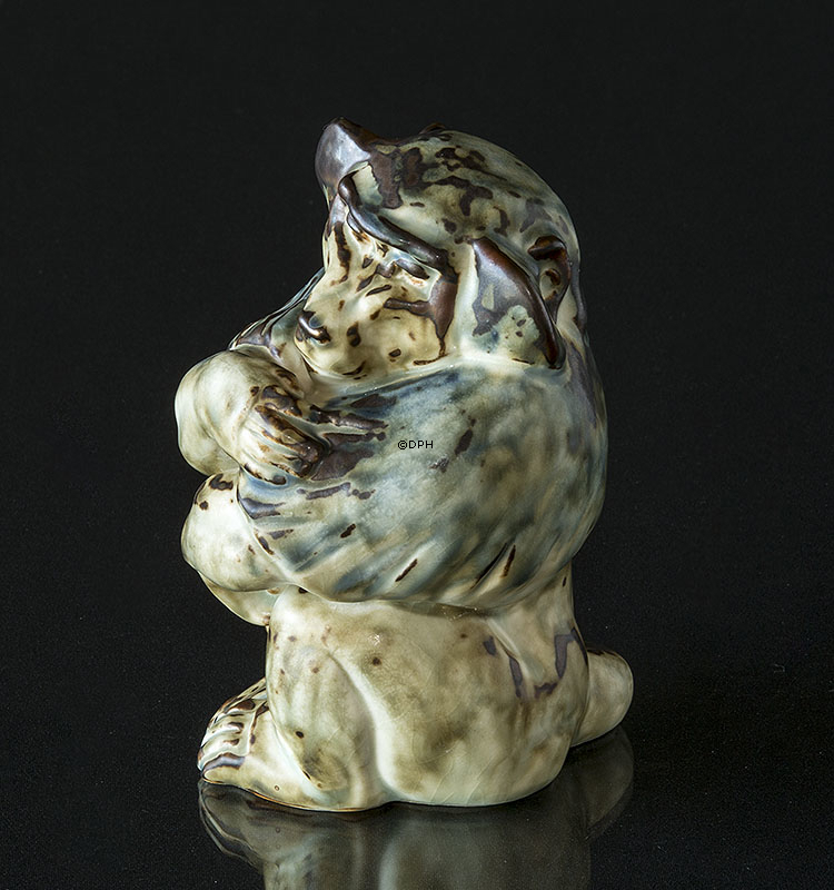 Affe sitzt, Royal Copenhagen Steinzeug Figur Nr. 20216