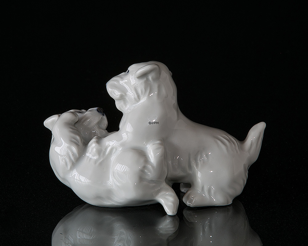 Spielende Sealyham Hunde Royal Copenhagen Hundefigur Nr. 20231