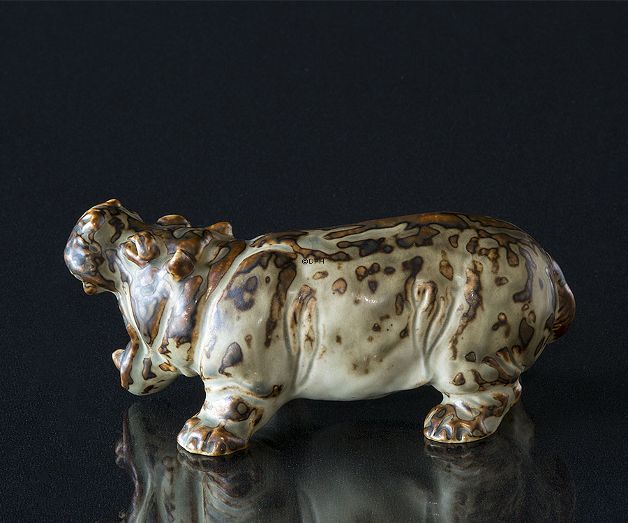 Nilpferd mit offenem Mund, Royal Copenhagen Steingutfigur Nr. 20239