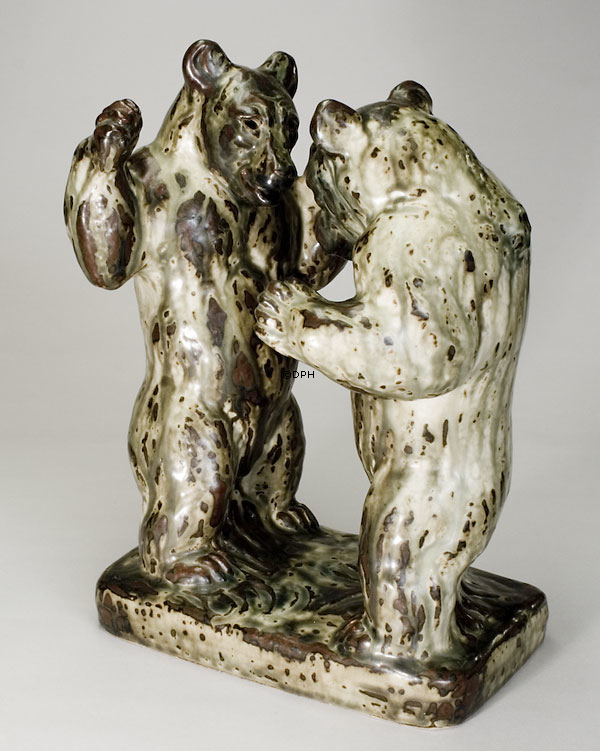 Bären bereit zum Kampf, Royal Copenhagen Steinzeug Figur Nr. 20548
