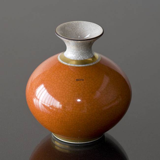 Orange Craquele Vase 10cm, Royal Copnehagen Nr. 212-2353