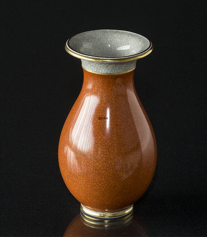 Orange craquele Vase, 15cm, Royal Copnehagen Nr. 212-2526