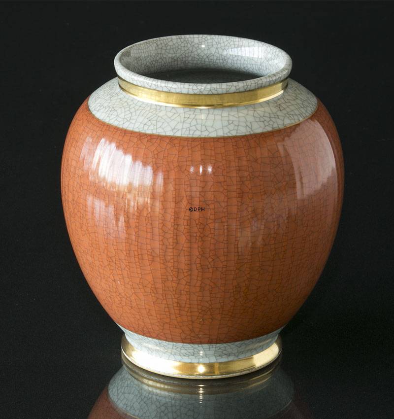 Orange Craquele Vase 19cm, Royal Copenhagen Nr. 212-2781