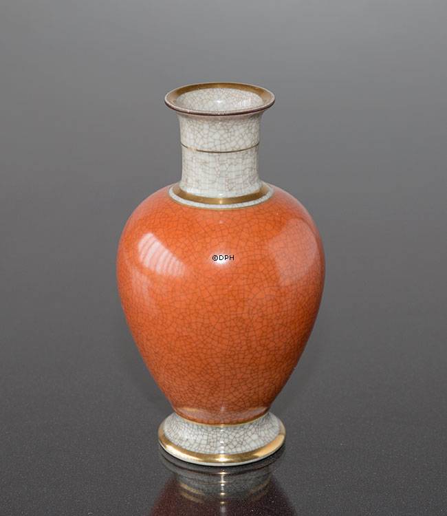 Orange craquele Vase, 18cm, Royal Copnehagen Nr. 212-3032