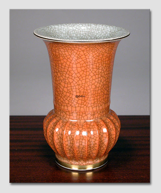 Orange Craquele Vase 15cm, Royal Copenhagen Nr. 212-3148