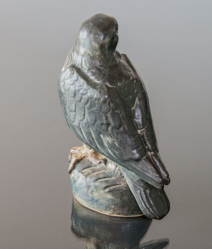 Große Steingut Vogelfigur, Falke, Royal Copenhagen Steingut Figur Nr. 21407