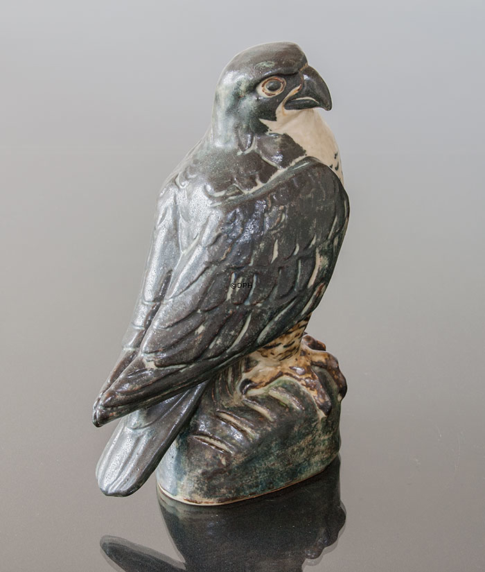 Große Steingut Vogelfigur, Falke, Royal Copenhagen Steingut Figur Nr. 21407