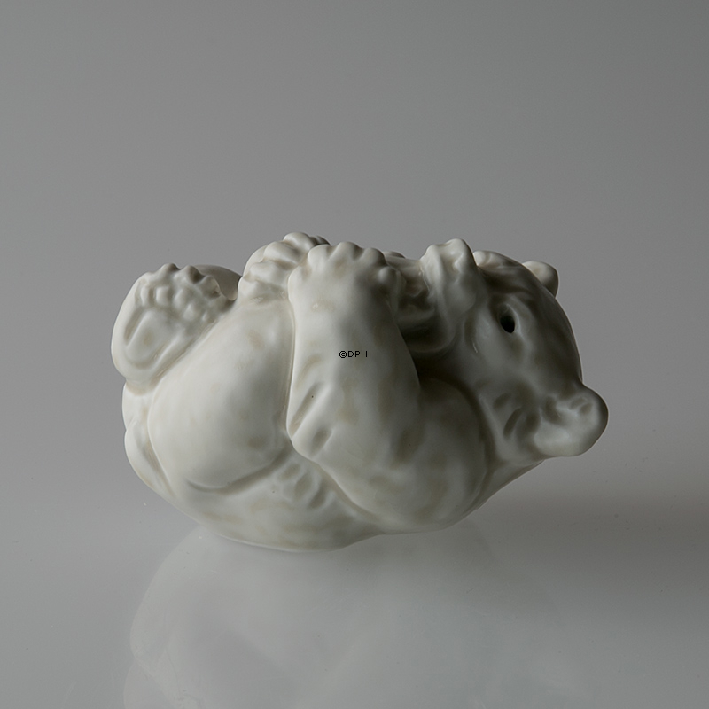 Weißes Eisbärjunges, Royal Copenhagen Steingutfigur Nr. 21434