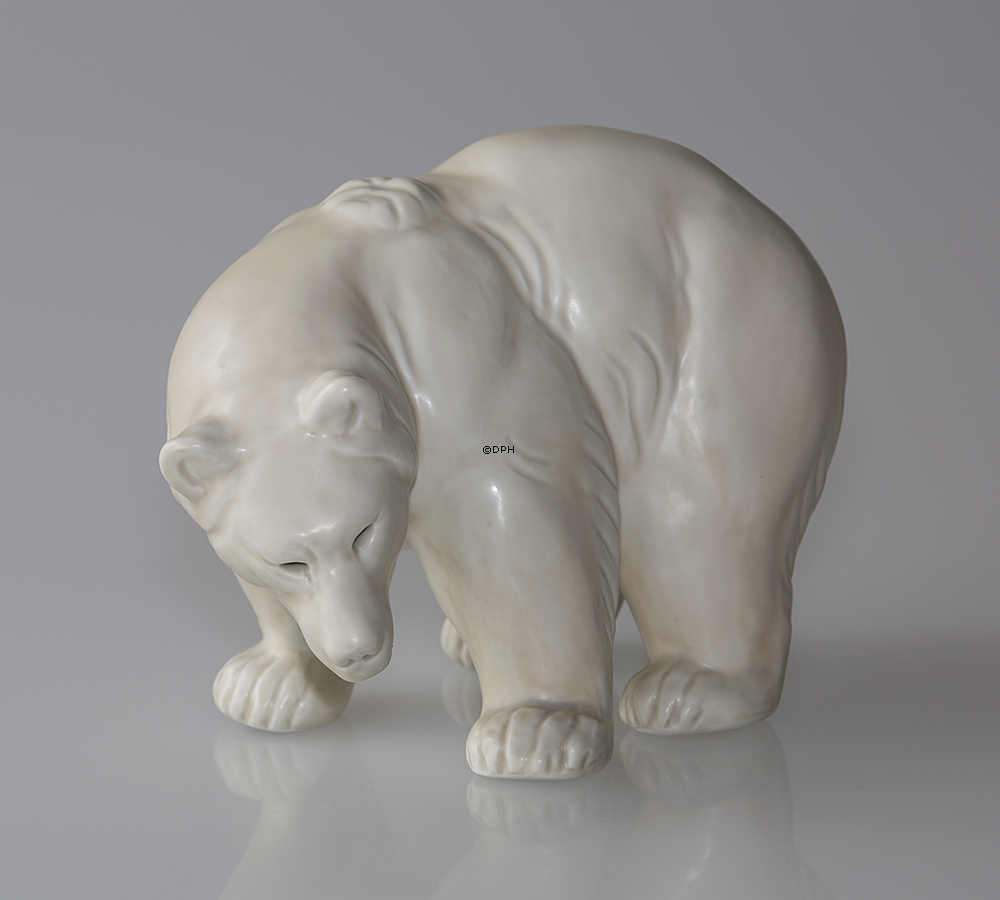 Weißer Eisbär  stehend, Steingut, Royal Copenhagen Figur Nr. 21519
