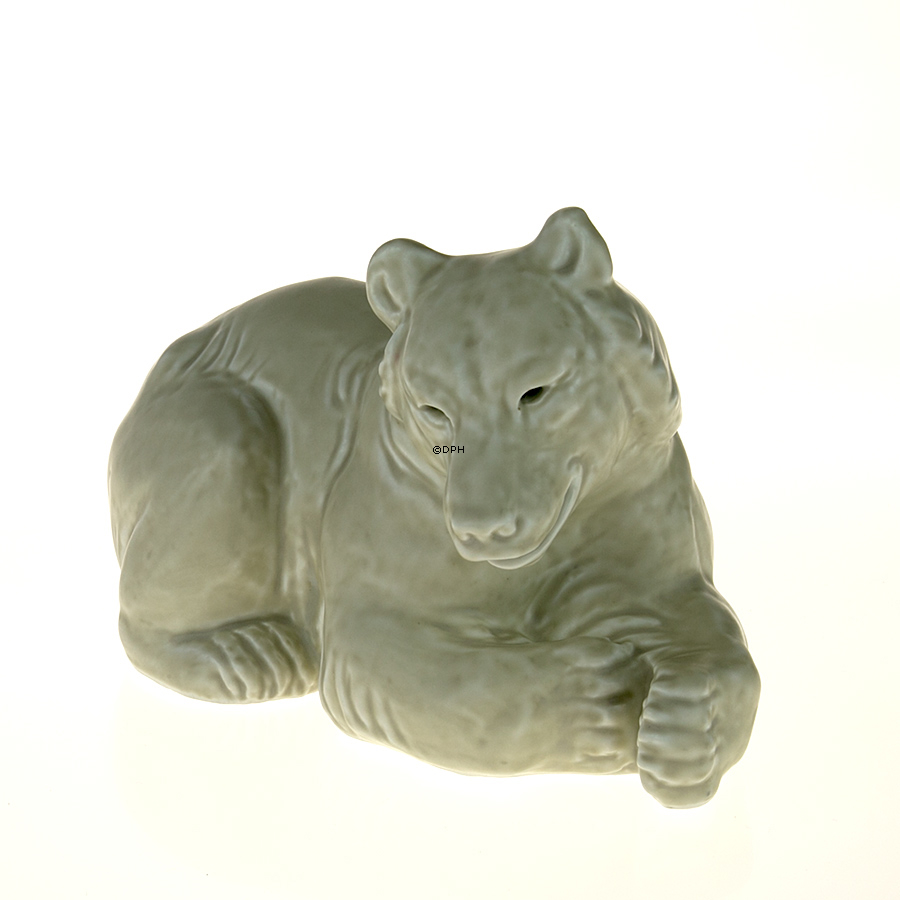 Weißer Eisbär liegend, Steingut, Royal Copenhagen Figur Nr. 21520