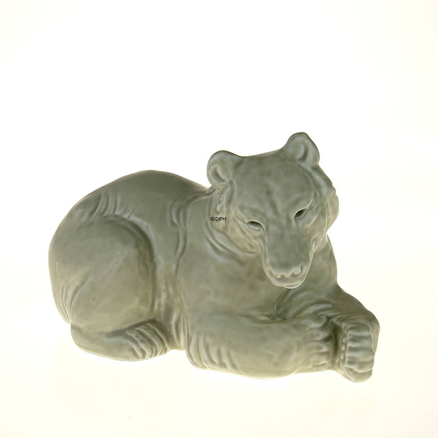 Weißer Eisbär liegend, Steingut, Royal Copenhagen Figur Nr. 21520