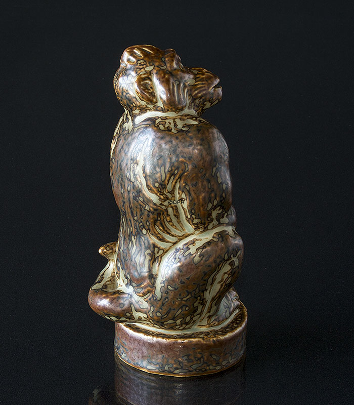 Affe, sitzend, 22cm, Royal Copenhagen Steinzeugfigur Nr. 21633