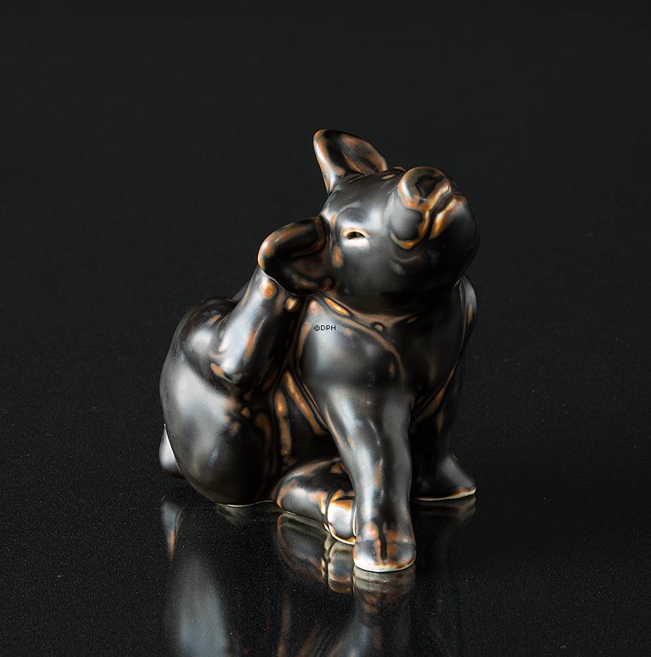 Sitzendes Schwein, Royal Copenhagen Steingut Figur Nr. 21670