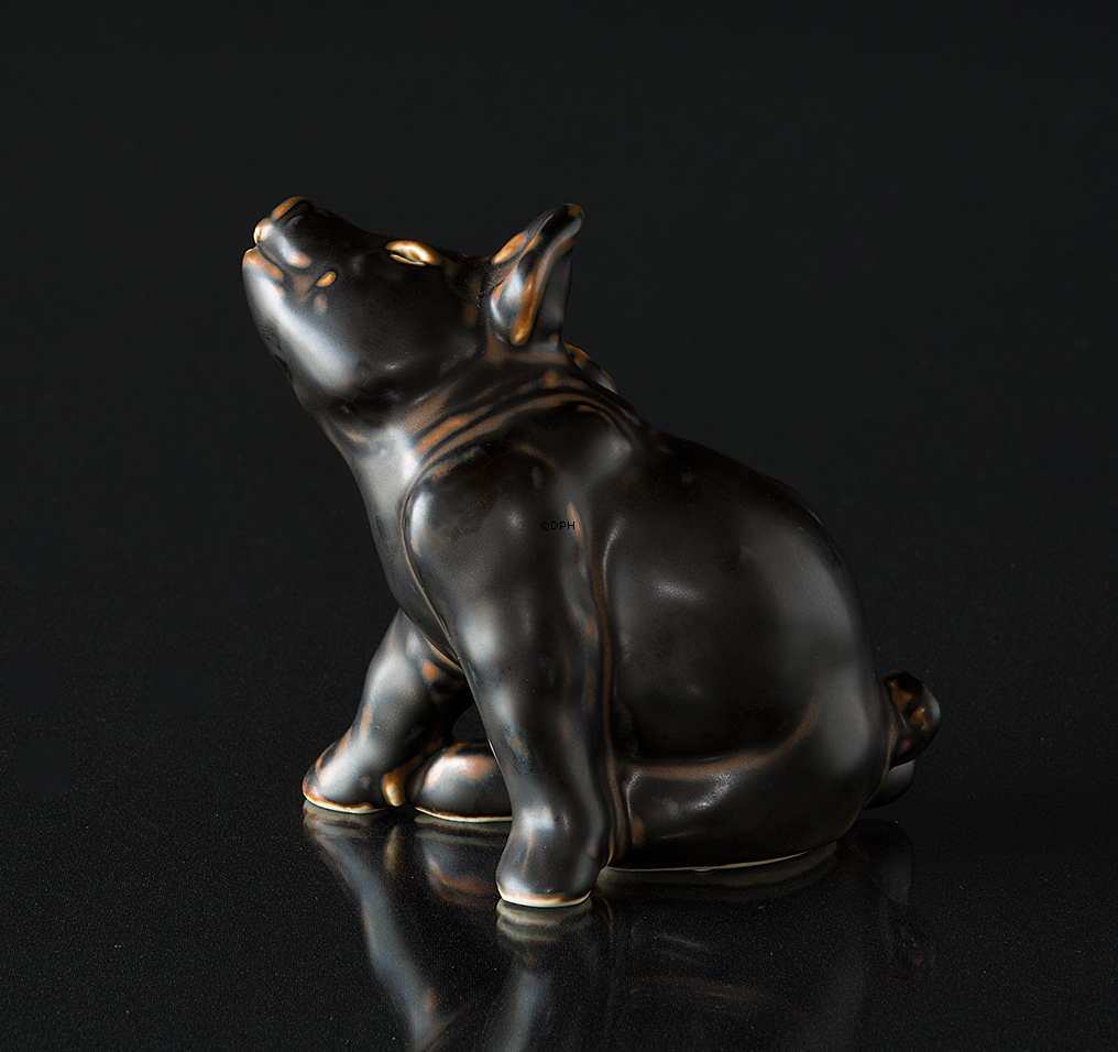 Sitzendes Schwein, Royal Copenhagen Steingut Figur Nr. 21670